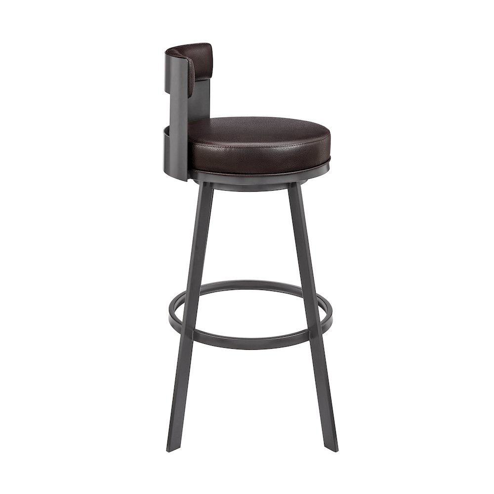 Flynn Swivel Counter or Bar Stool in Faux Leather and Metal. Picture 3