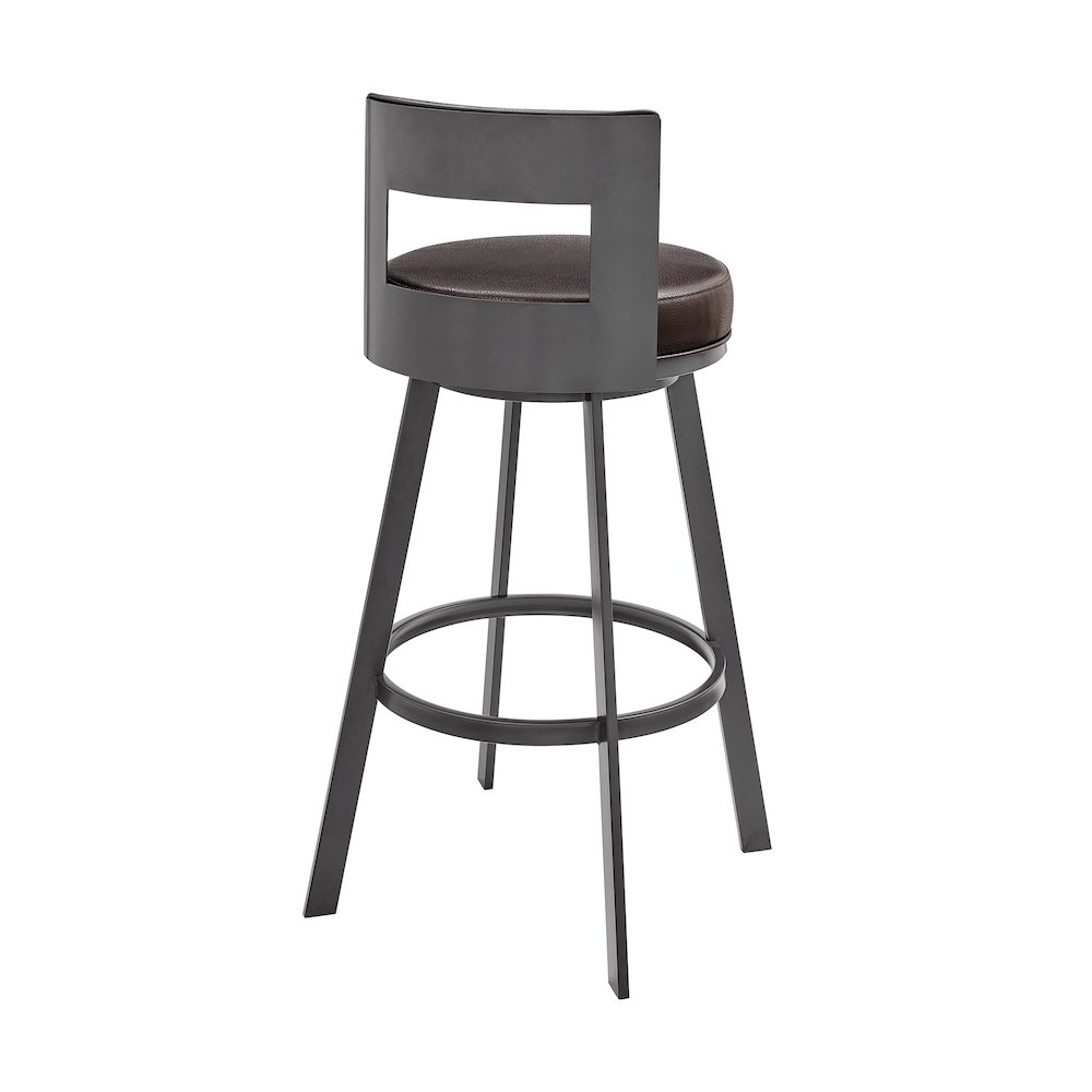 Flynn Swivel Counter or Bar Stool in Faux Leather and Metal. Picture 4