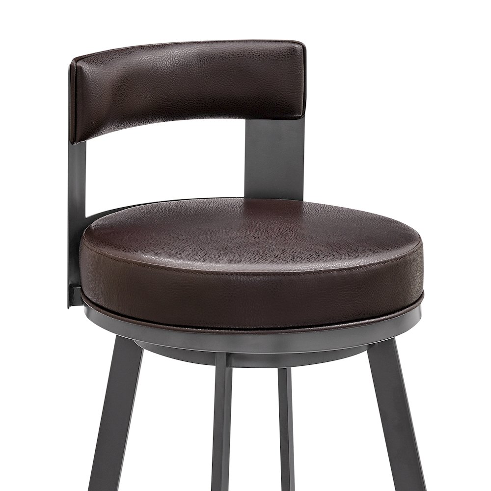 Flynn Swivel Counter or Bar Stool in Faux Leather and Metal. Picture 6