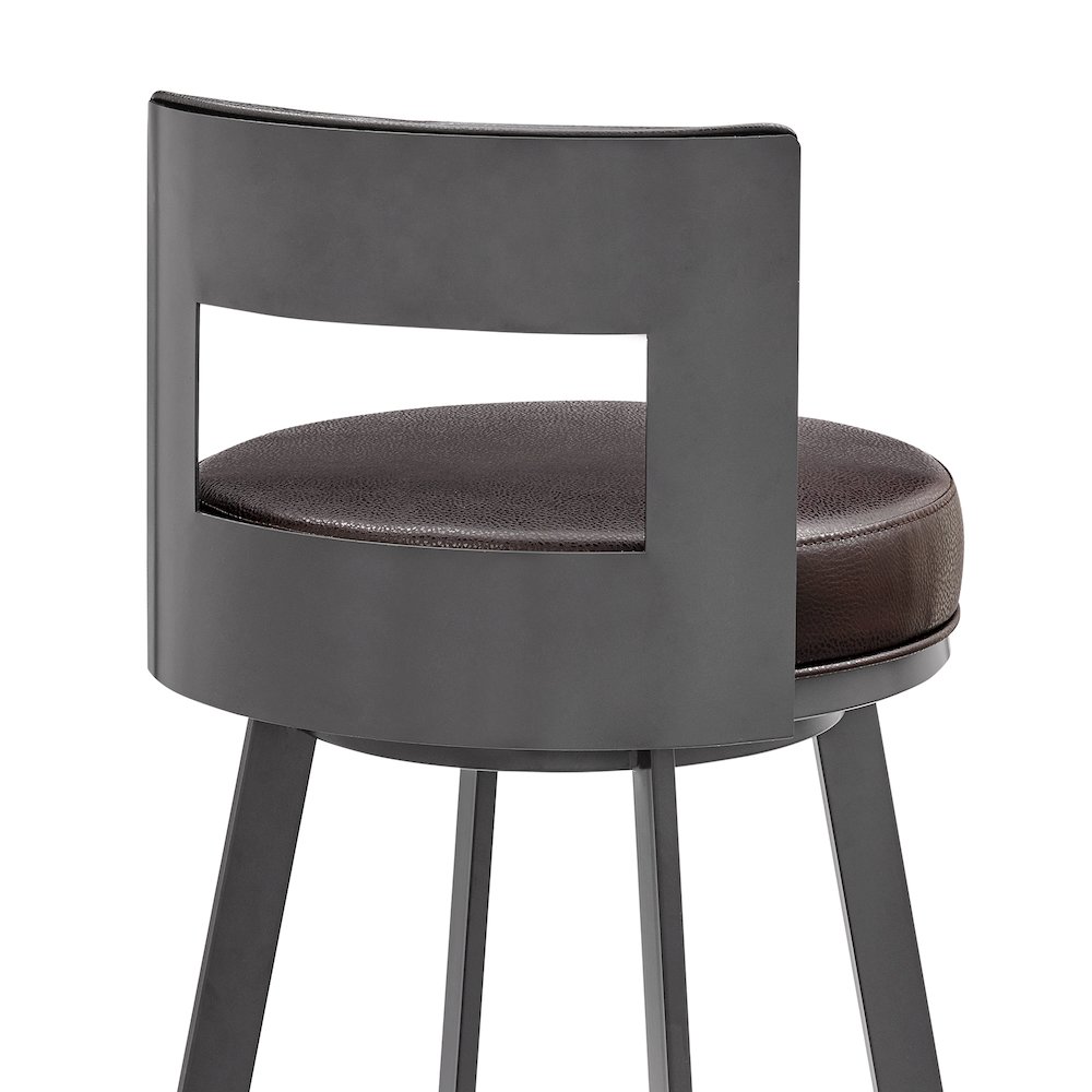 Flynn Swivel Counter or Bar Stool in Faux Leather and Metal. Picture 7
