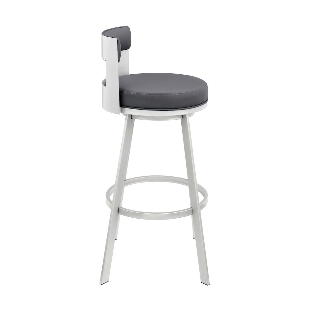 Flynn Swivel Counter or Bar Stool in Faux Leather and Metal. Picture 3