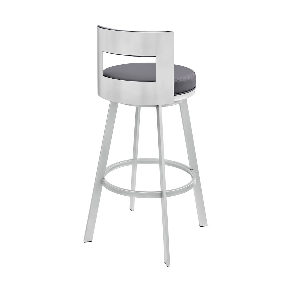 Flynn Swivel Counter or Bar Stool in Faux Leather and Metal. Picture 4