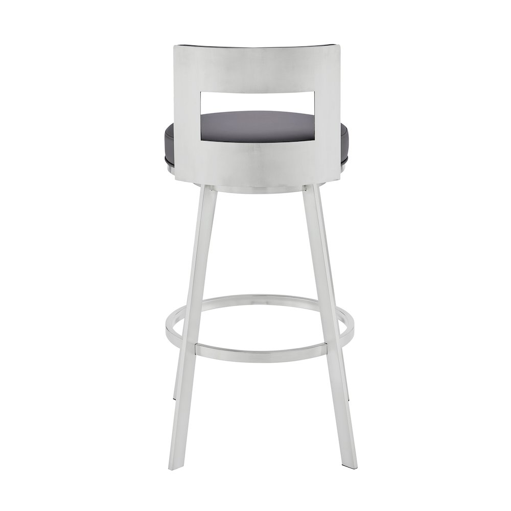 Flynn Swivel Counter or Bar Stool in Faux Leather and Metal. Picture 5