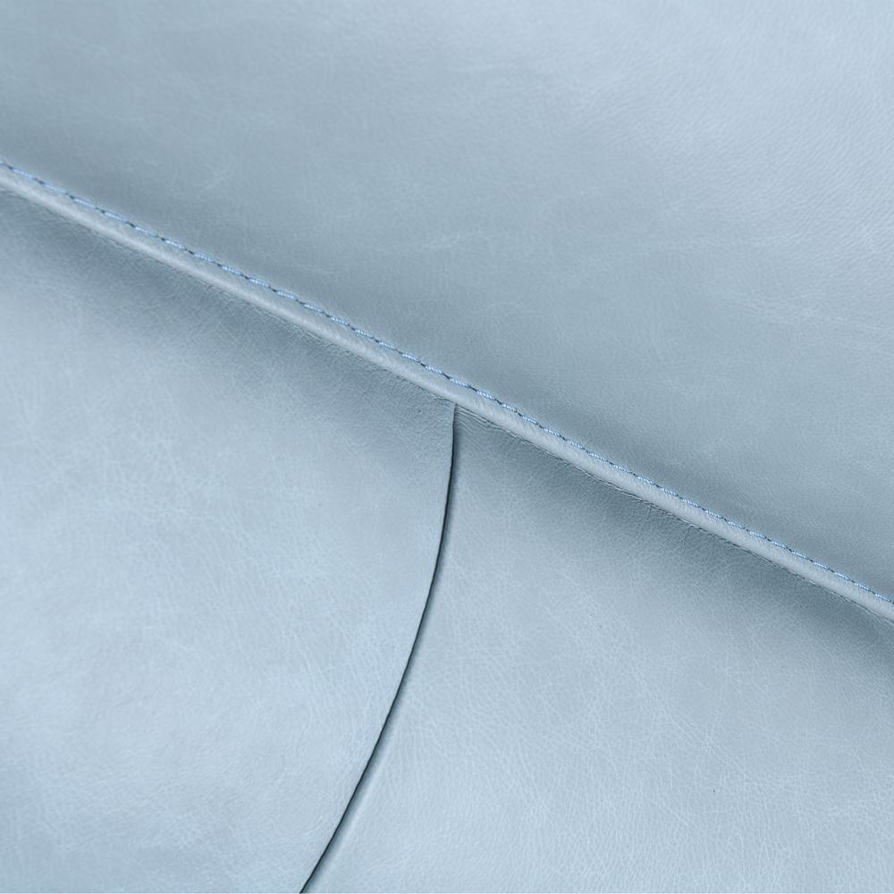 Franz Sky Blue Leather Sofa. Picture 7