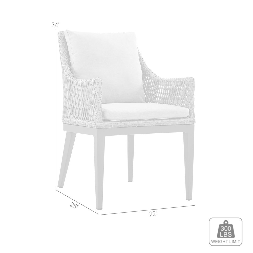 Outdoor Wicker and Aluminum Gray Dining Chair with Beige Cushions - Set of 2. Picture 11