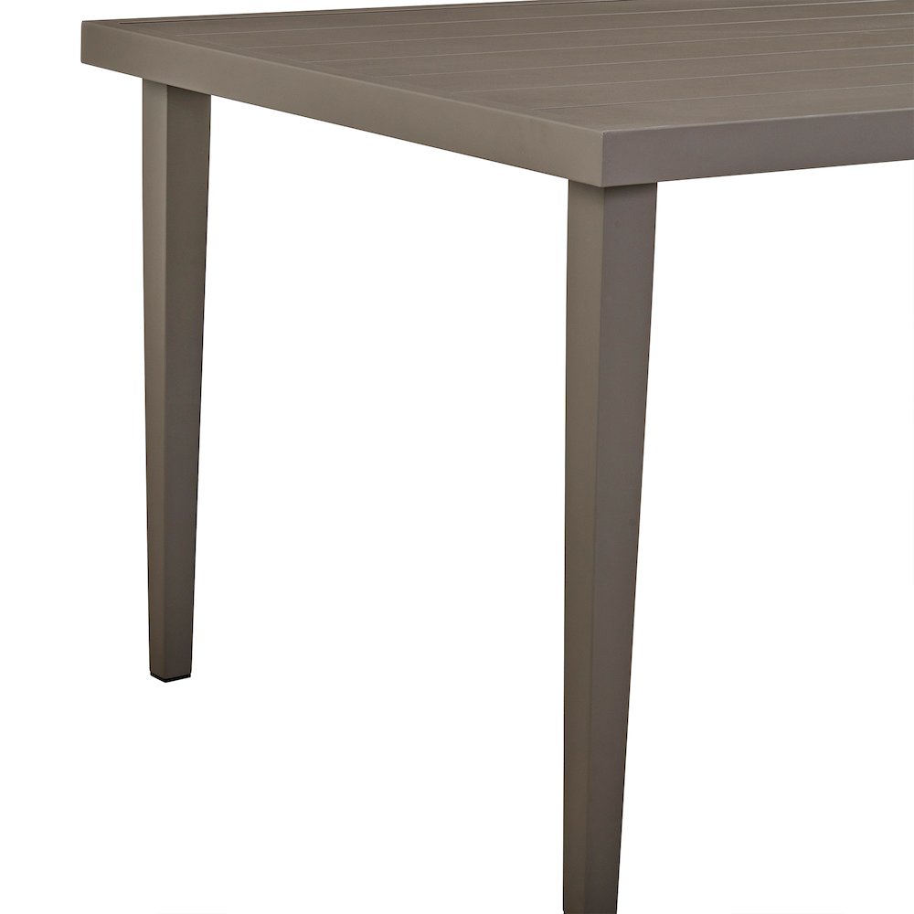 Grenada Outdoor Aluminum Gray Rectangle Dining Table. Picture 4