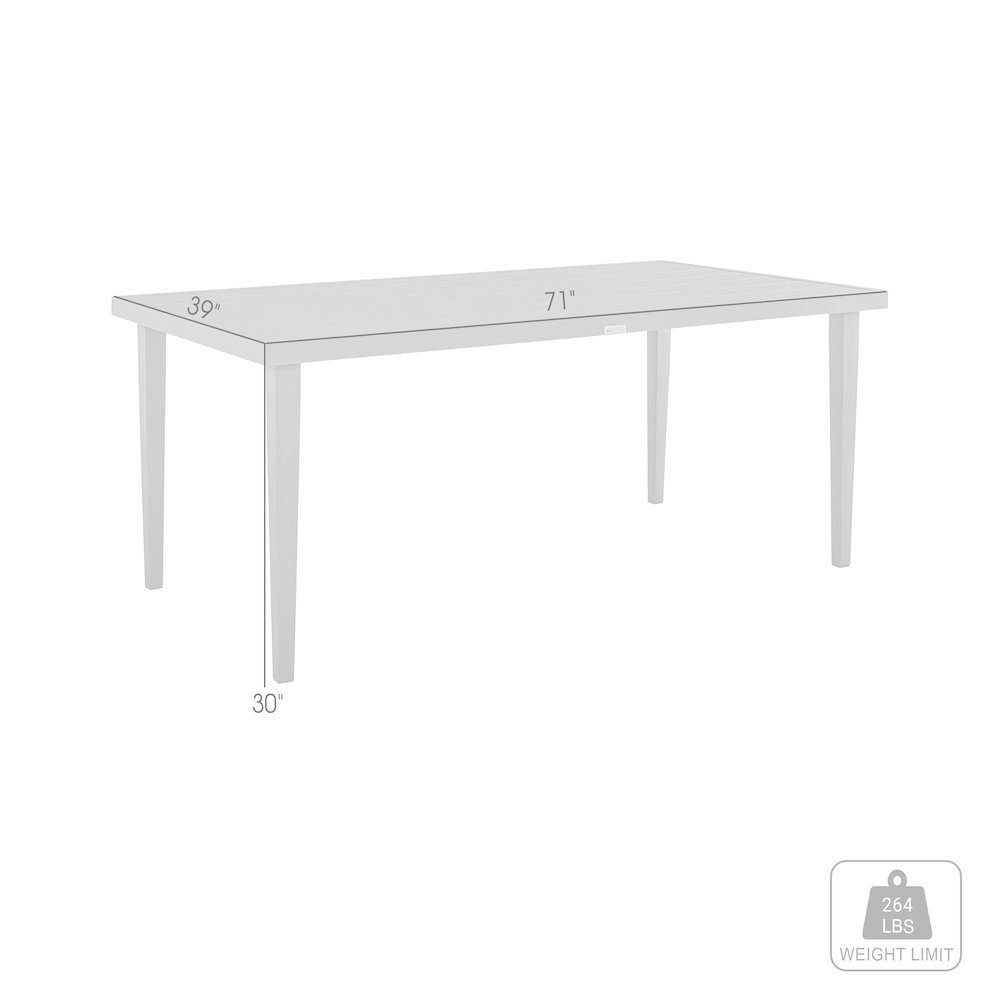 Grenada Outdoor Aluminum Gray Rectangle Dining Table. Picture 9
