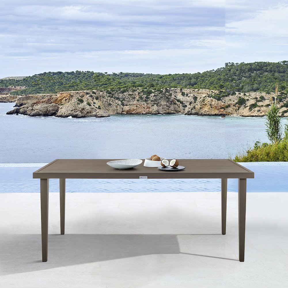 Grenada Outdoor Aluminum Gray Rectangle Dining Table. Picture 6