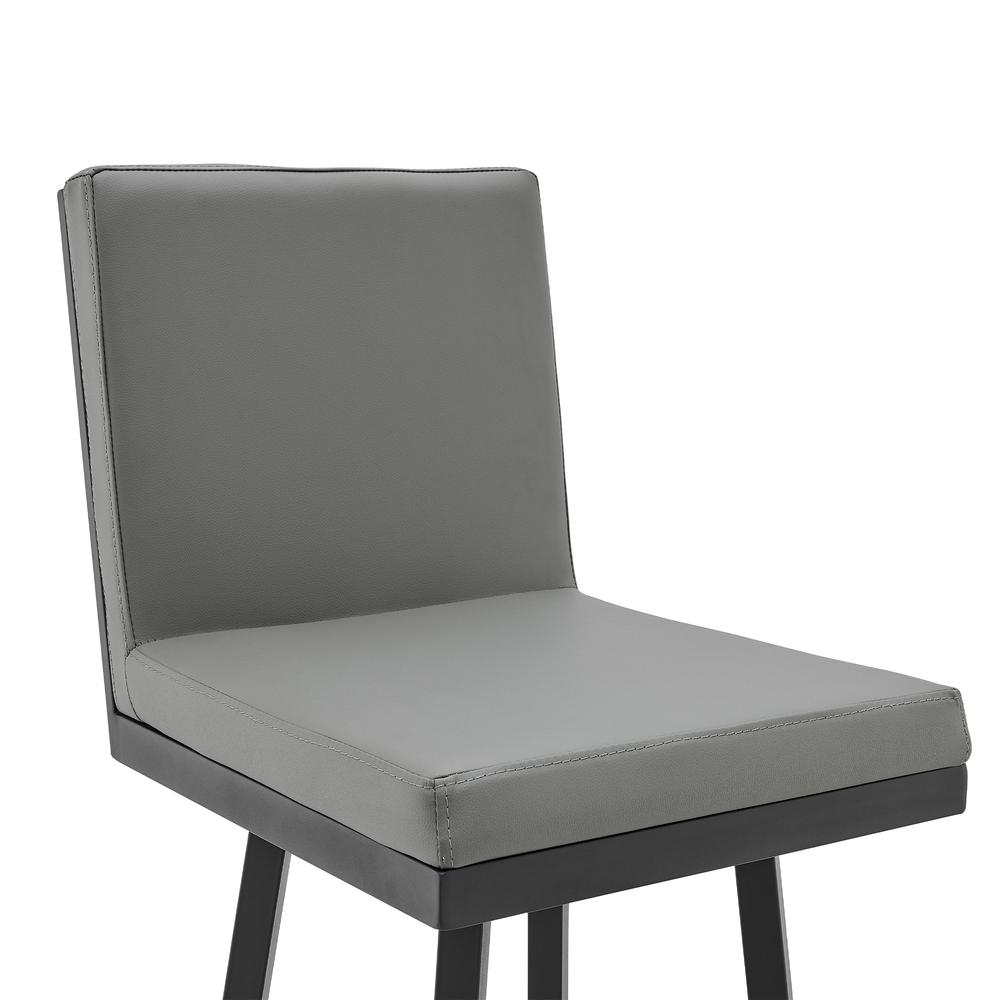 Gem Swivel Modern Black Metal and Gray Faux Leather Bar and Counter Stool. Picture 4