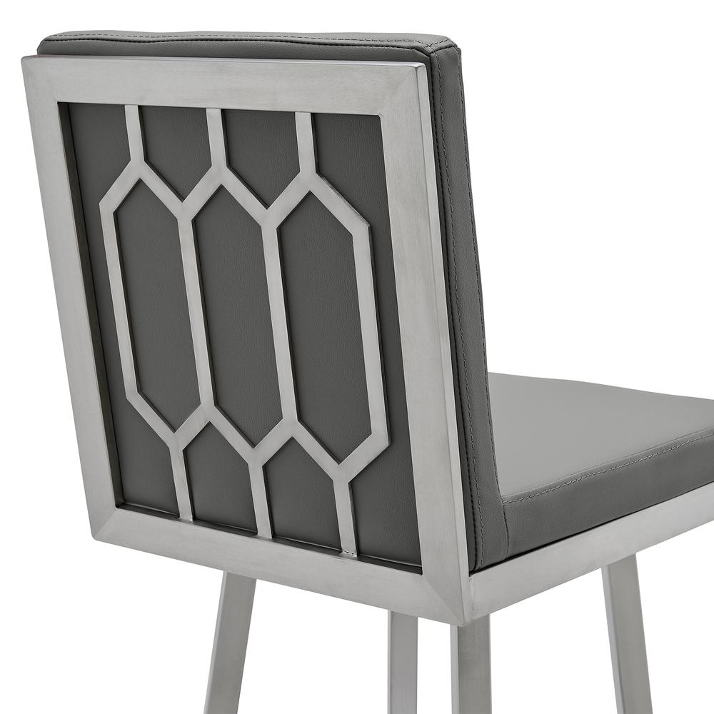 Gem 30" Swivel Modern Metal and Gray Faux Leather Bar and Counter Stool. Picture 5
