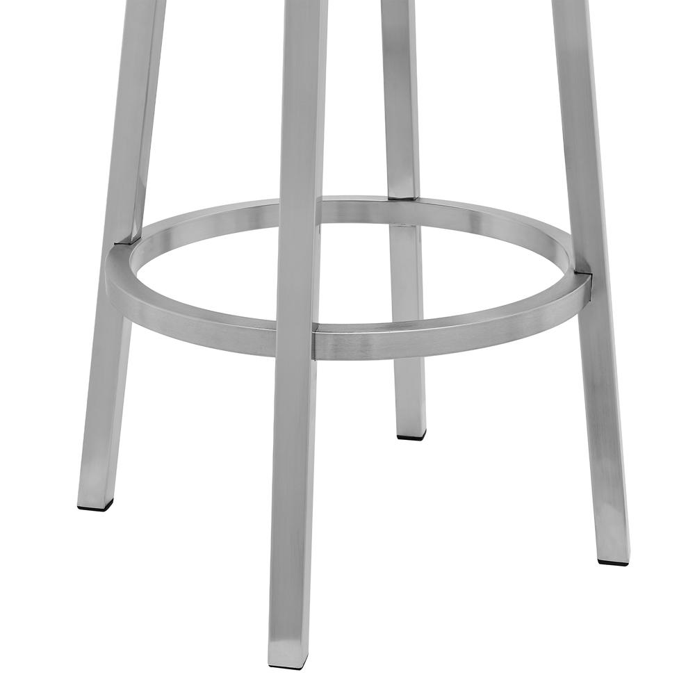 Gem 30" Swivel Modern Metal and Gray Faux Leather Bar and Counter Stool. Picture 6