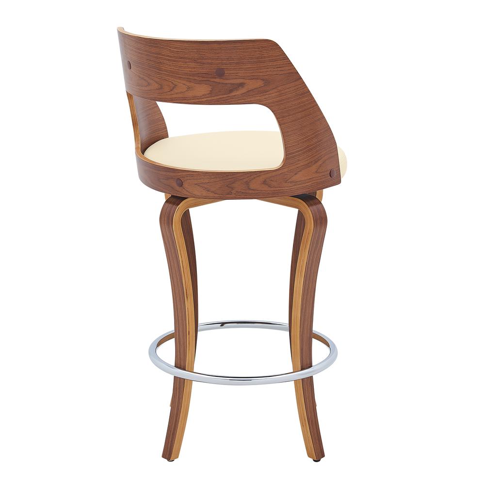 Grady 26" Swivel Cream Faux Leather and Walnut Wood Bar Stool. Picture 4