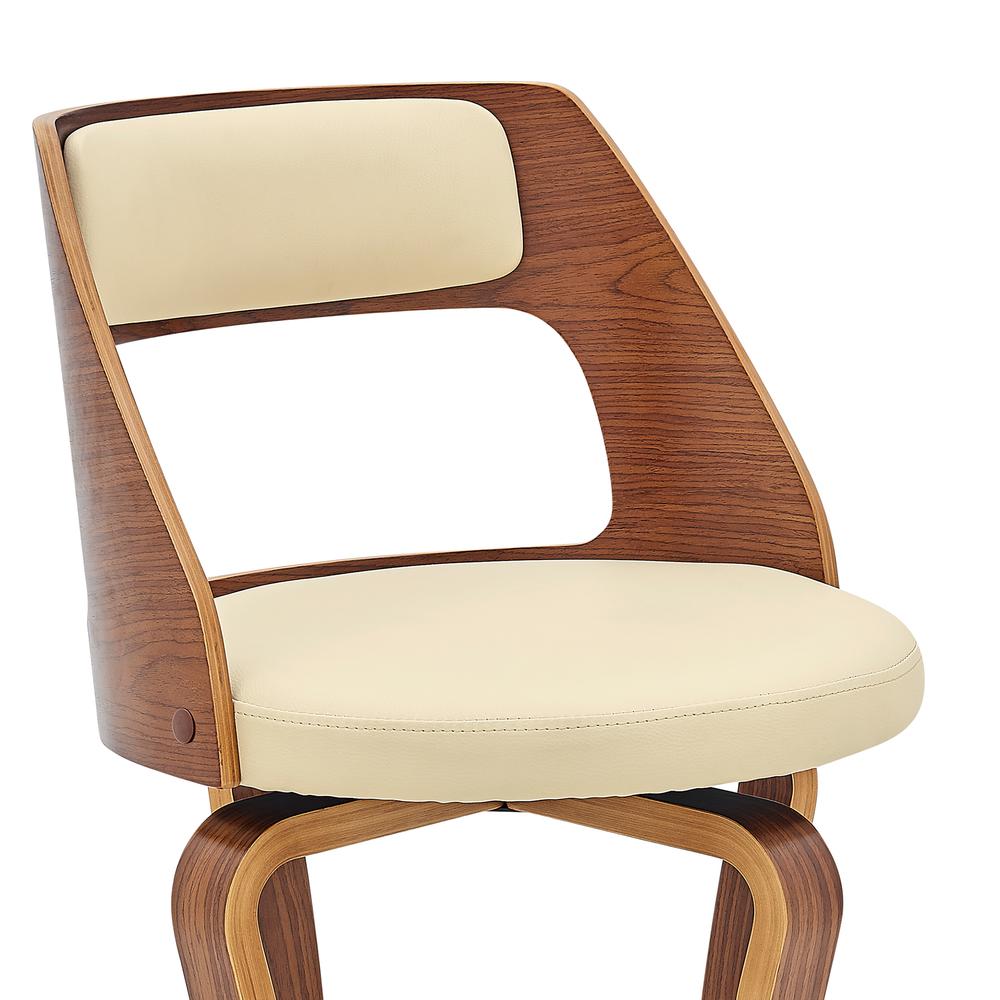 Grady 26" Swivel Cream Faux Leather and Walnut Wood Bar Stool. Picture 6