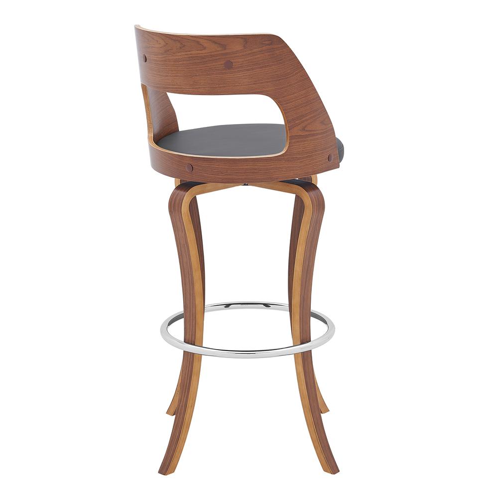 Grady 30" Swivel Gray Faux Leather and Walnut Wood Bar Stool. Picture 4