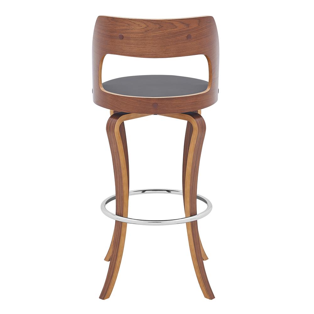 Grady 30" Swivel Gray Faux Leather and Walnut Wood Bar Stool. Picture 5