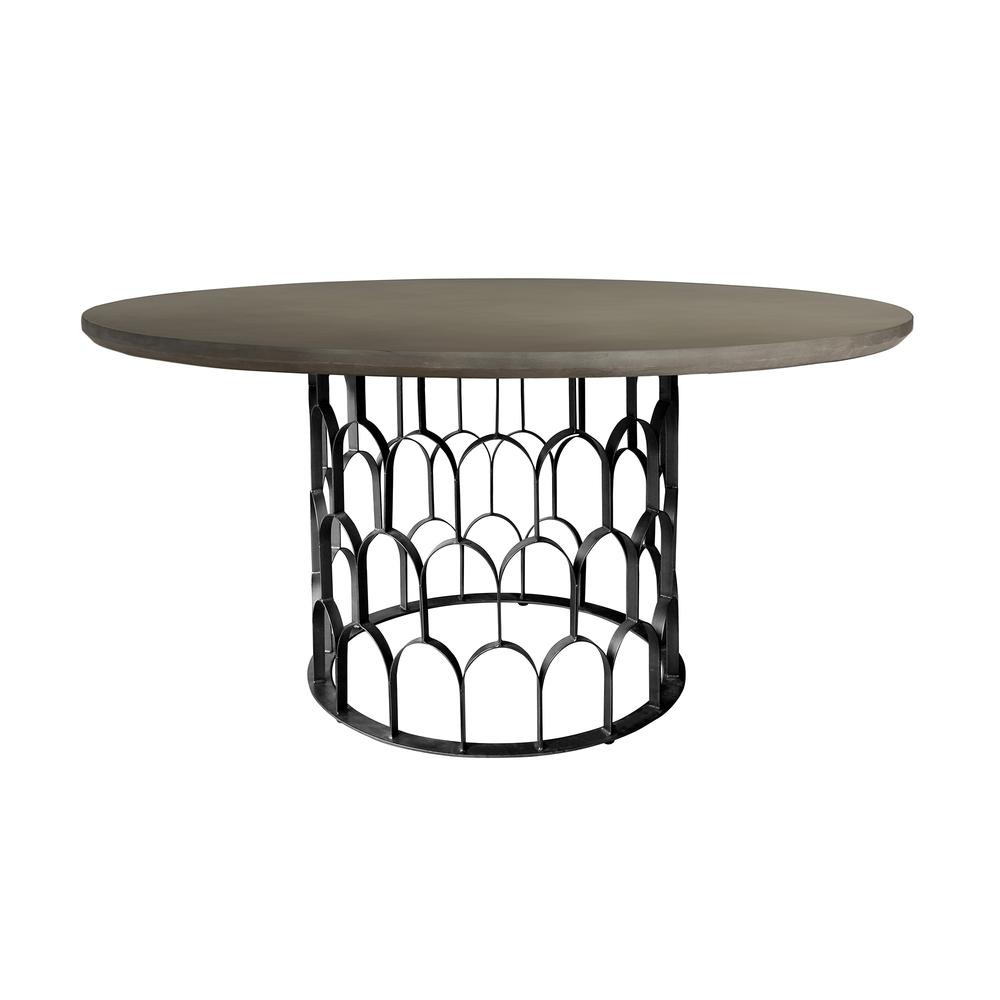 Gatsby Concrete and Metal Round Dining Table. Picture 1