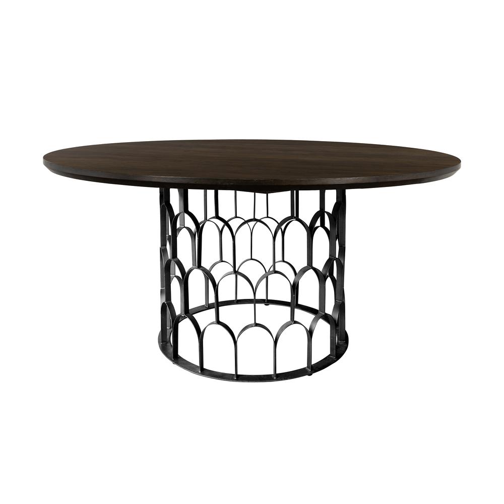 Gatsby Oak and Metal Round Dining Table. Picture 1