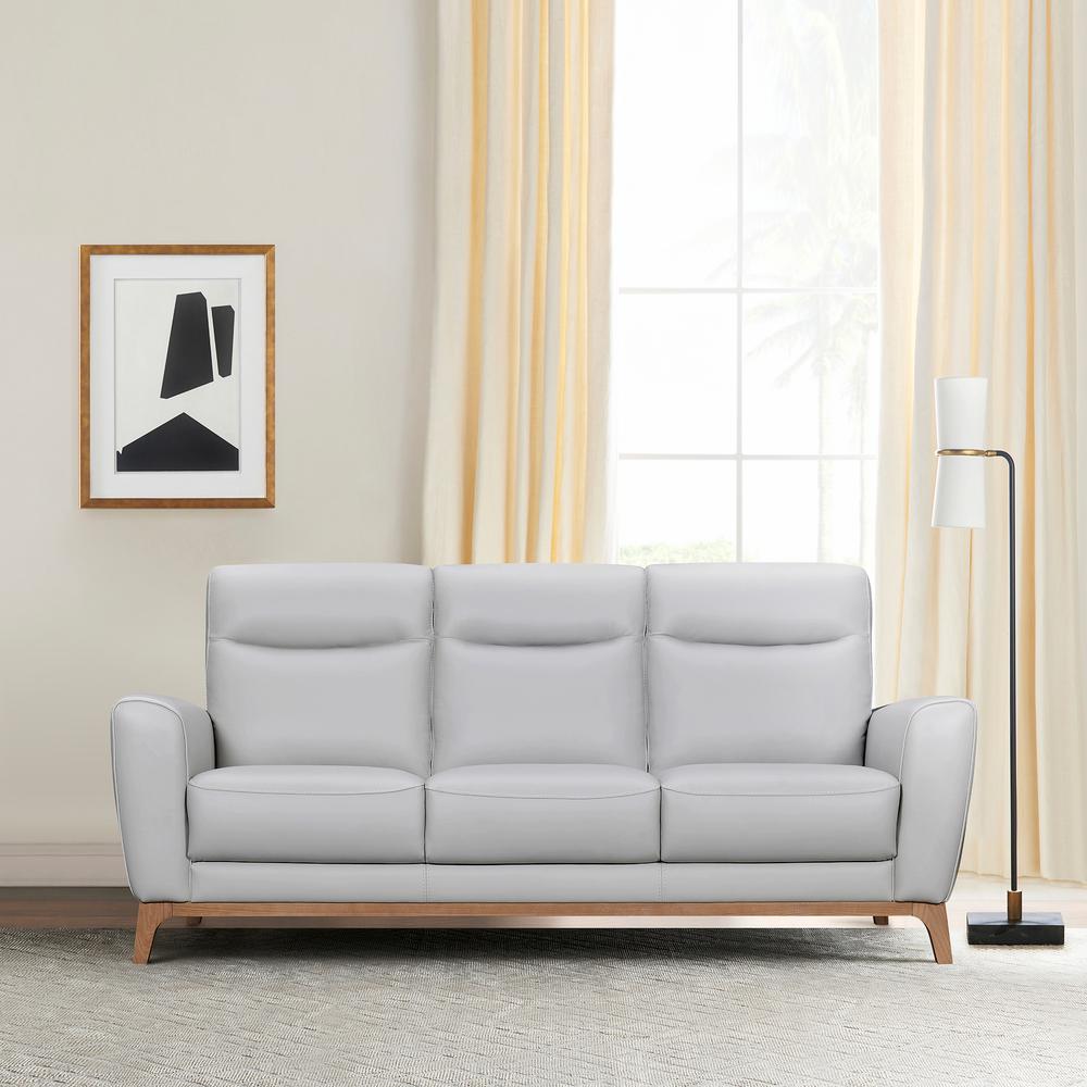 Greyson 83" Dove Gray Leather Sofa. Picture 9