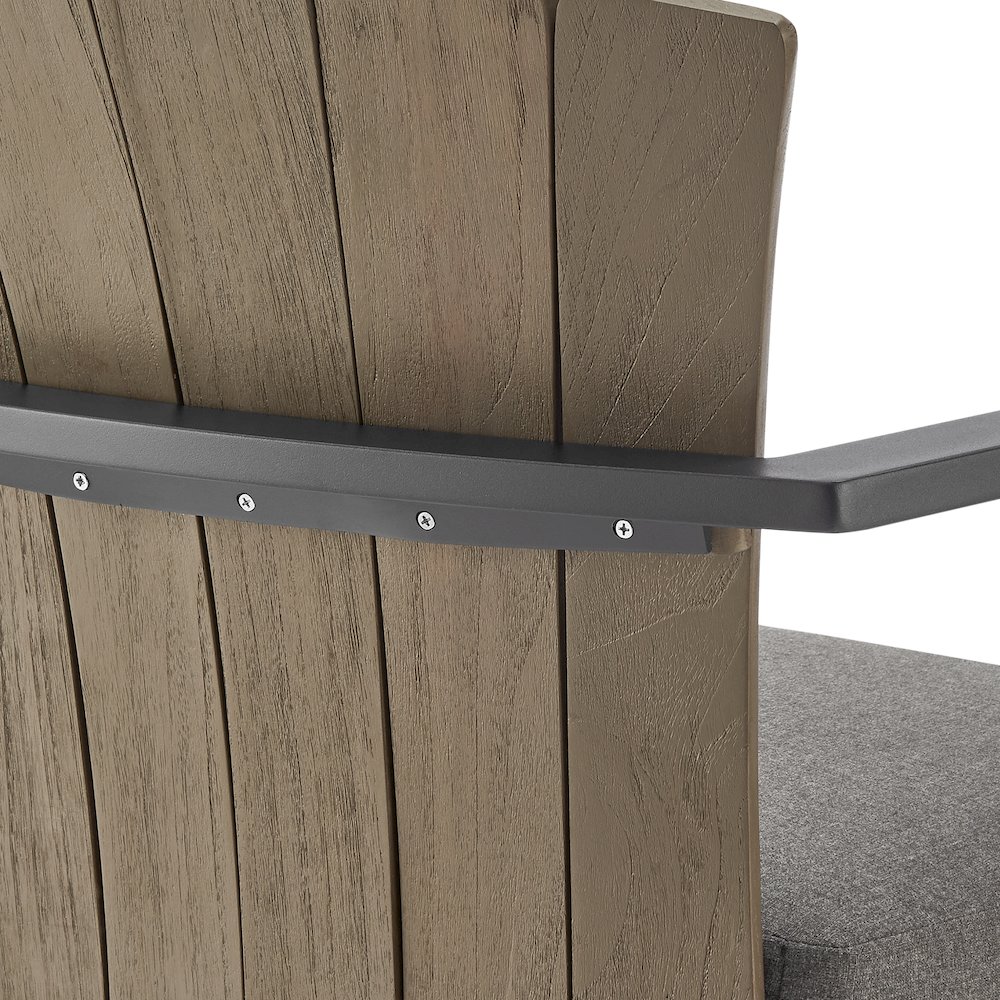 Hazel Outdoor Patio Swivel Counter Stool in Aluminum with Teak Wood. Picture 7