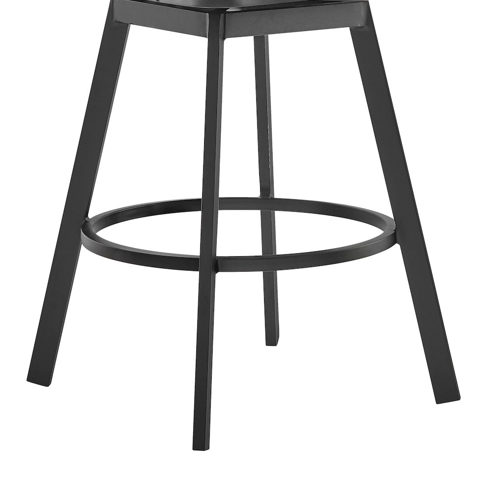 Hazel Outdoor Patio Swivel Counter Stool in Aluminum with Teak Wood. Picture 8