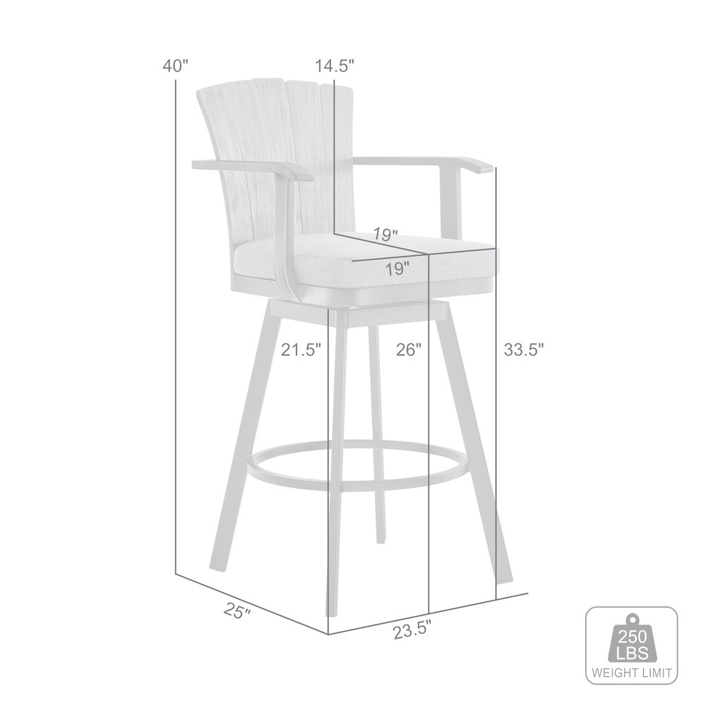 Hazel Outdoor Patio Swivel Counter Stool in Aluminum with Teak Wood. Picture 9