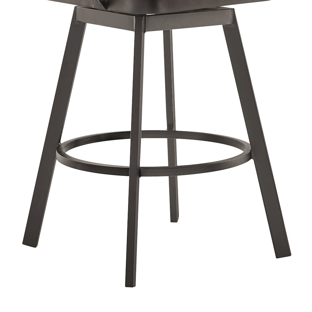 Hazel Outdoor Patio Swivel Counter Stool in Aluminum with Teak Wood. Picture 8