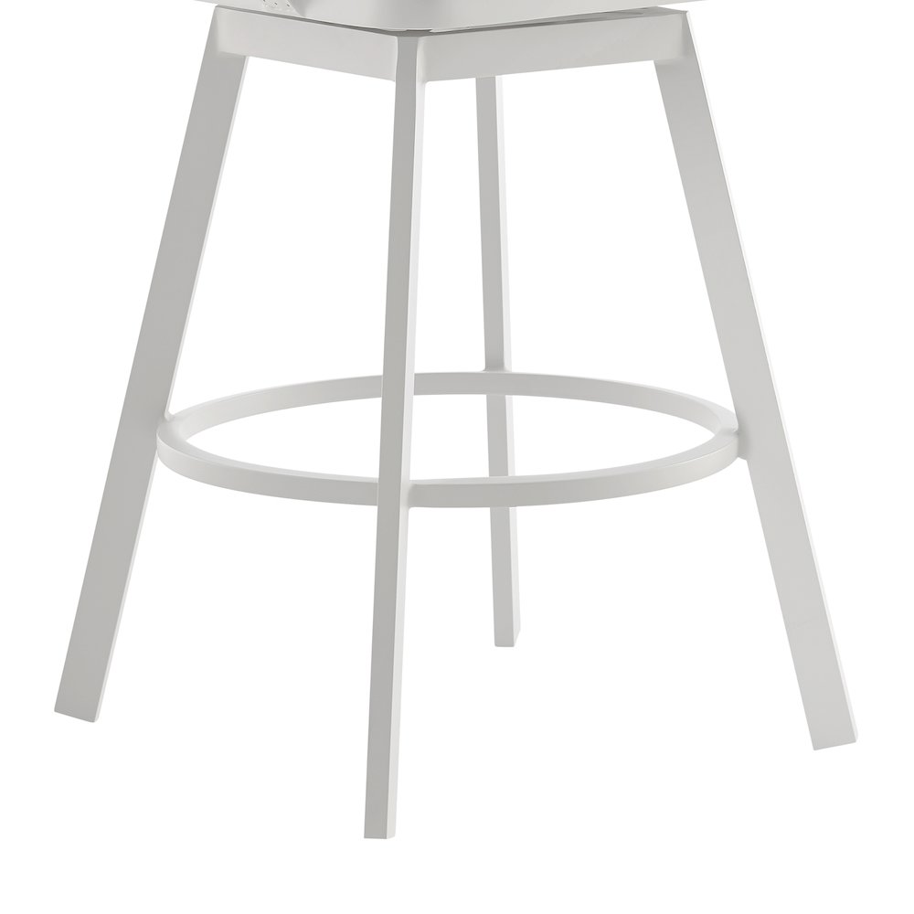 Hazel Outdoor Patio Swivel Counter Stool in Aluminum with Teak Wood. Picture 8
