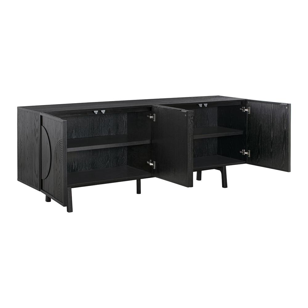 Holland 4 Door Sideboard Buffet in Black Brushed Oak Wood. Picture 2