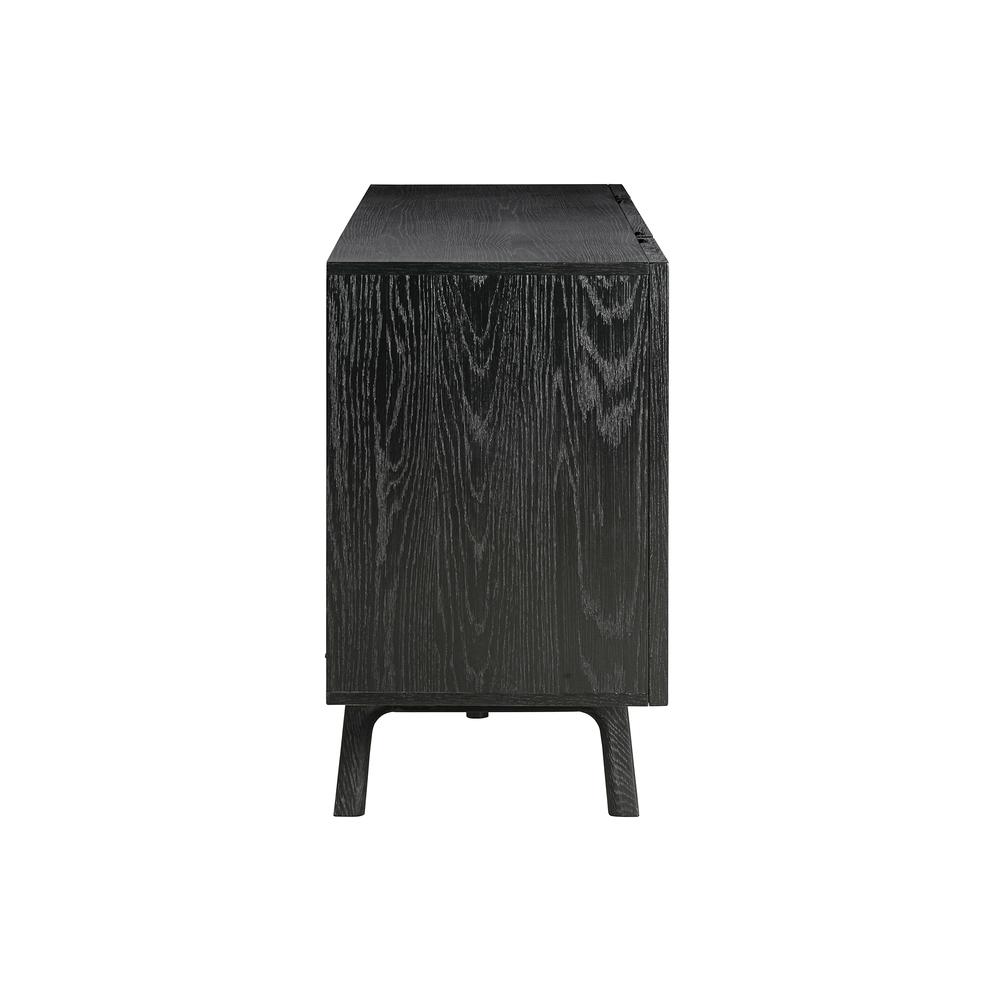 Holland 4 Door Sideboard Buffet in Black Brushed Oak Wood. Picture 3