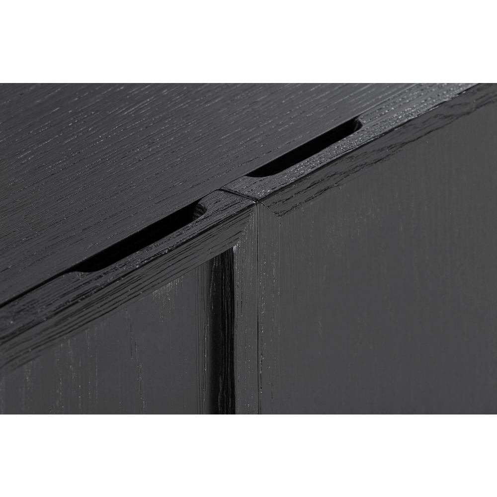 Holland 4 Door Sideboard Buffet in Black Brushed Oak Wood. Picture 4