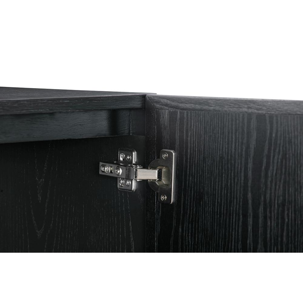 Holland 4 Door Sideboard Buffet in Black Brushed Oak Wood. Picture 5
