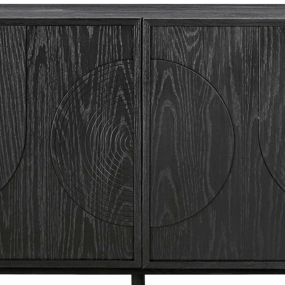 Holland 4 Door Sideboard Buffet in Black Brushed Oak Wood. Picture 6