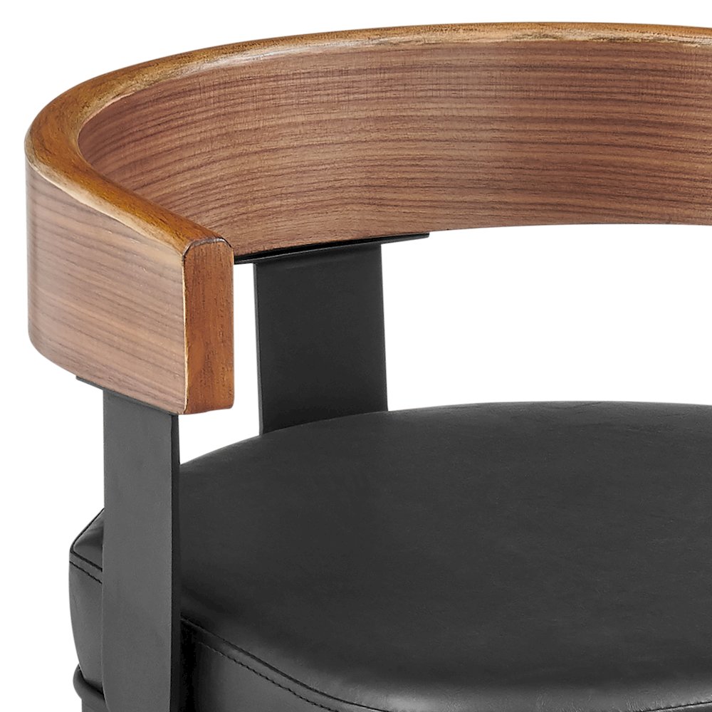Idris 26" Swivel Counter Stool in Black Iron with Walnut Finish. Picture 6