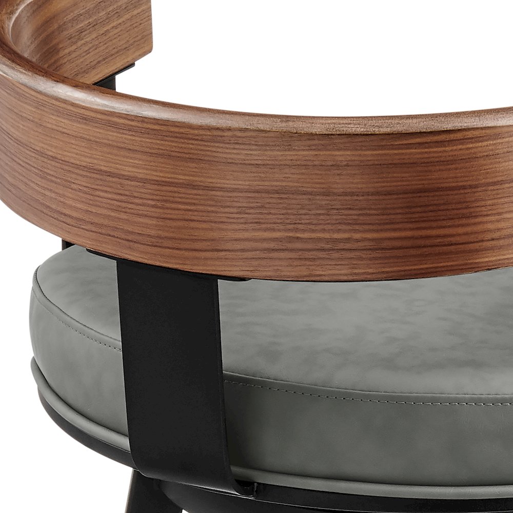 Idris 26" Swivel Counter Stool in Black Iron with Walnut Finish. Picture 7