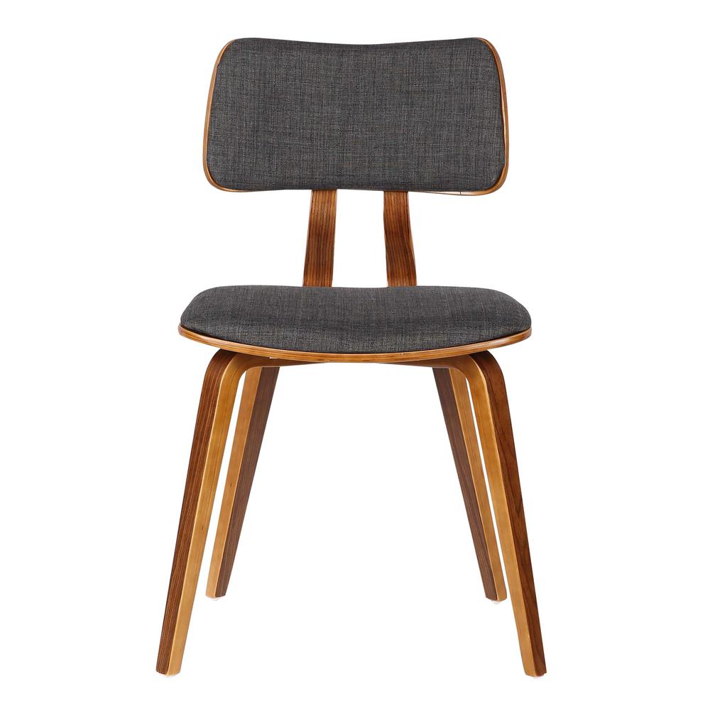 Armen Living Jaguar Mid-Century Dining Chair in Walnut Wood and Charcoal Fabric. Picture 2