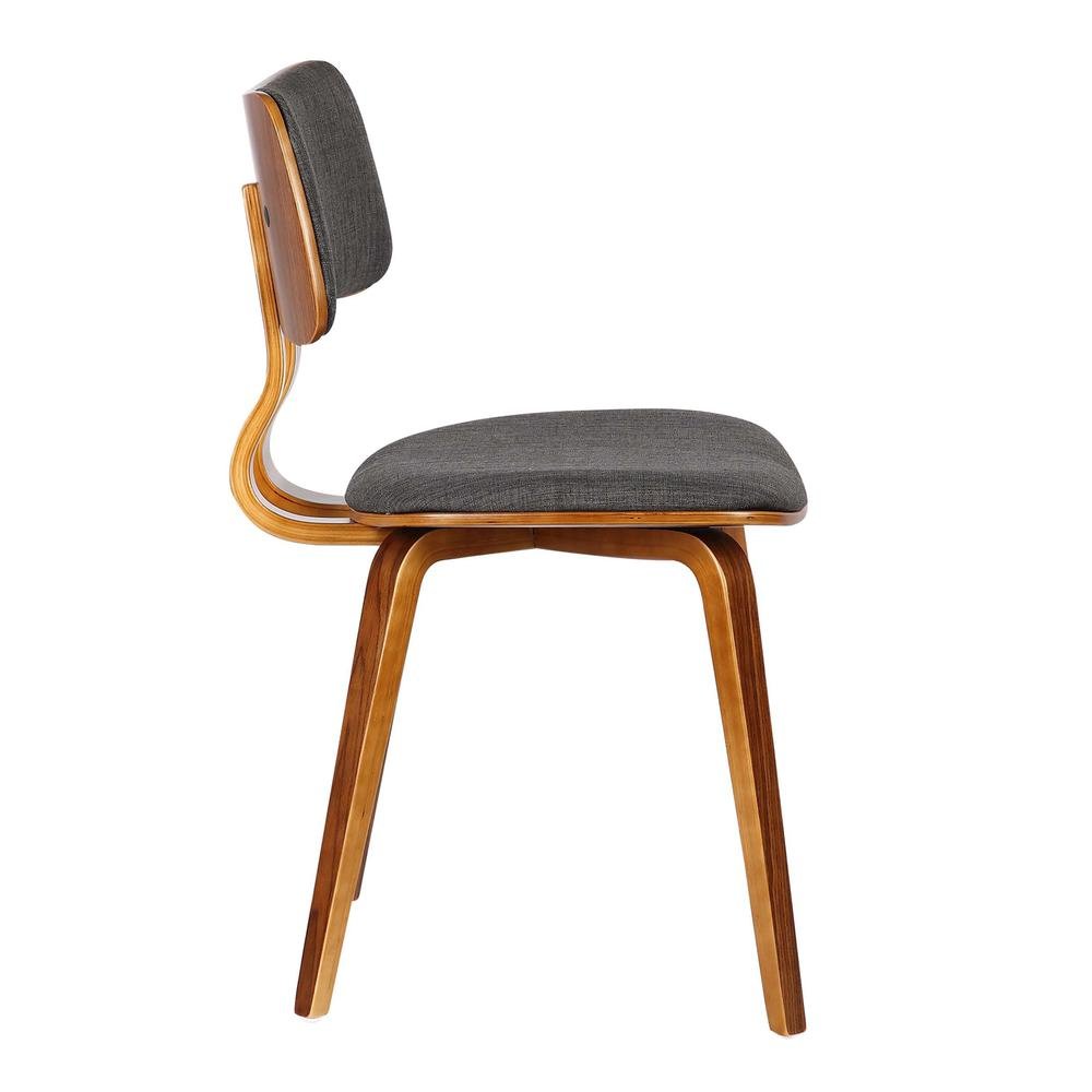 Modern Mid-Century Dining Chair with Walnut Wood Frame and Charcoal Fabric. Picture 3