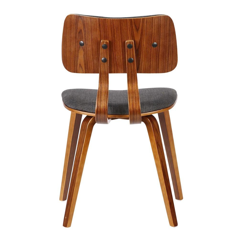 Modern Mid-Century Dining Chair with Walnut Wood Frame and Charcoal Fabric. Picture 4