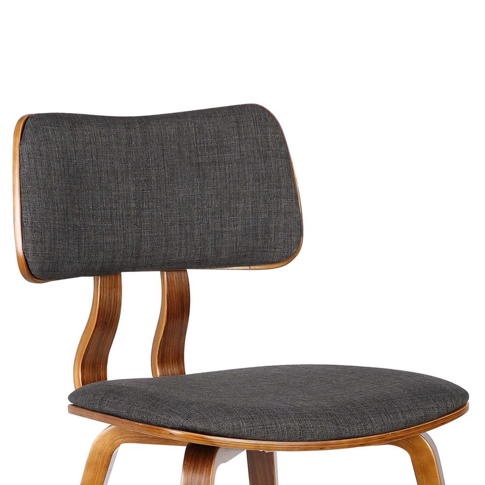 Modern Mid-Century Dining Chair with Walnut Wood Frame and Charcoal Fabric. Picture 5
