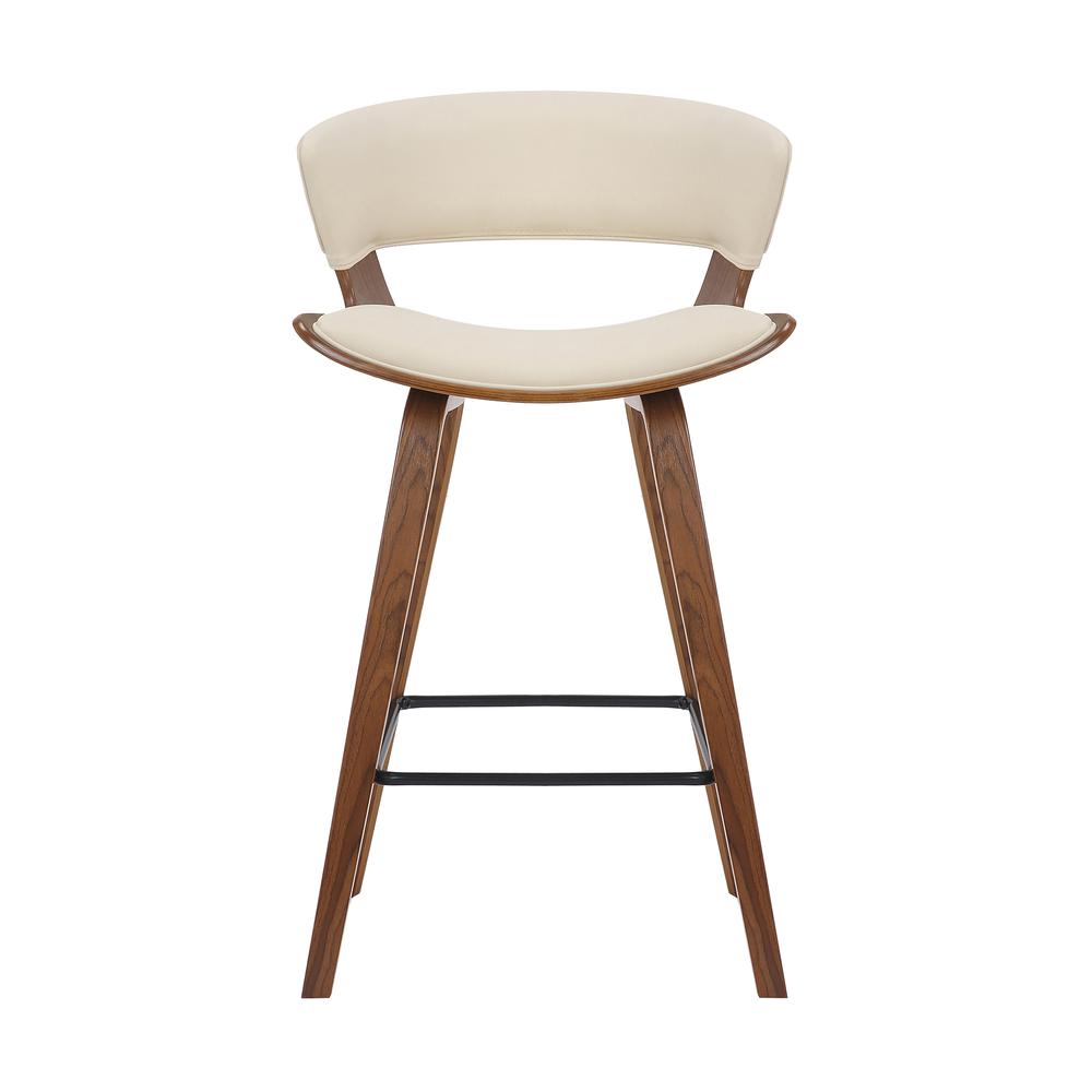 Jagger Modern 26" Wood and Faux Leather Counter Height Bar Stool, WALNUT. Picture 1