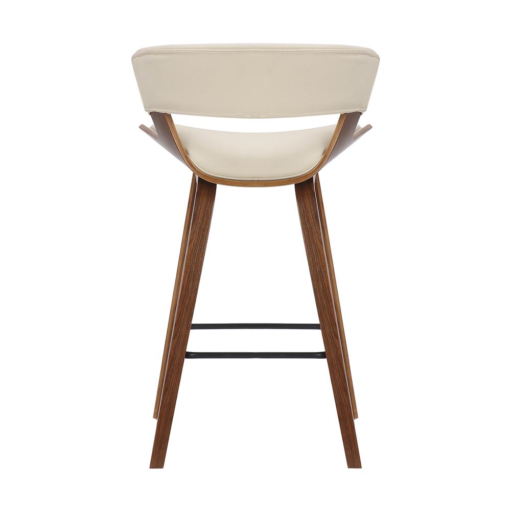 Jagger Modern 26" Wood and Faux Leather Counter Height Bar Stool, WALNUT. Picture 4