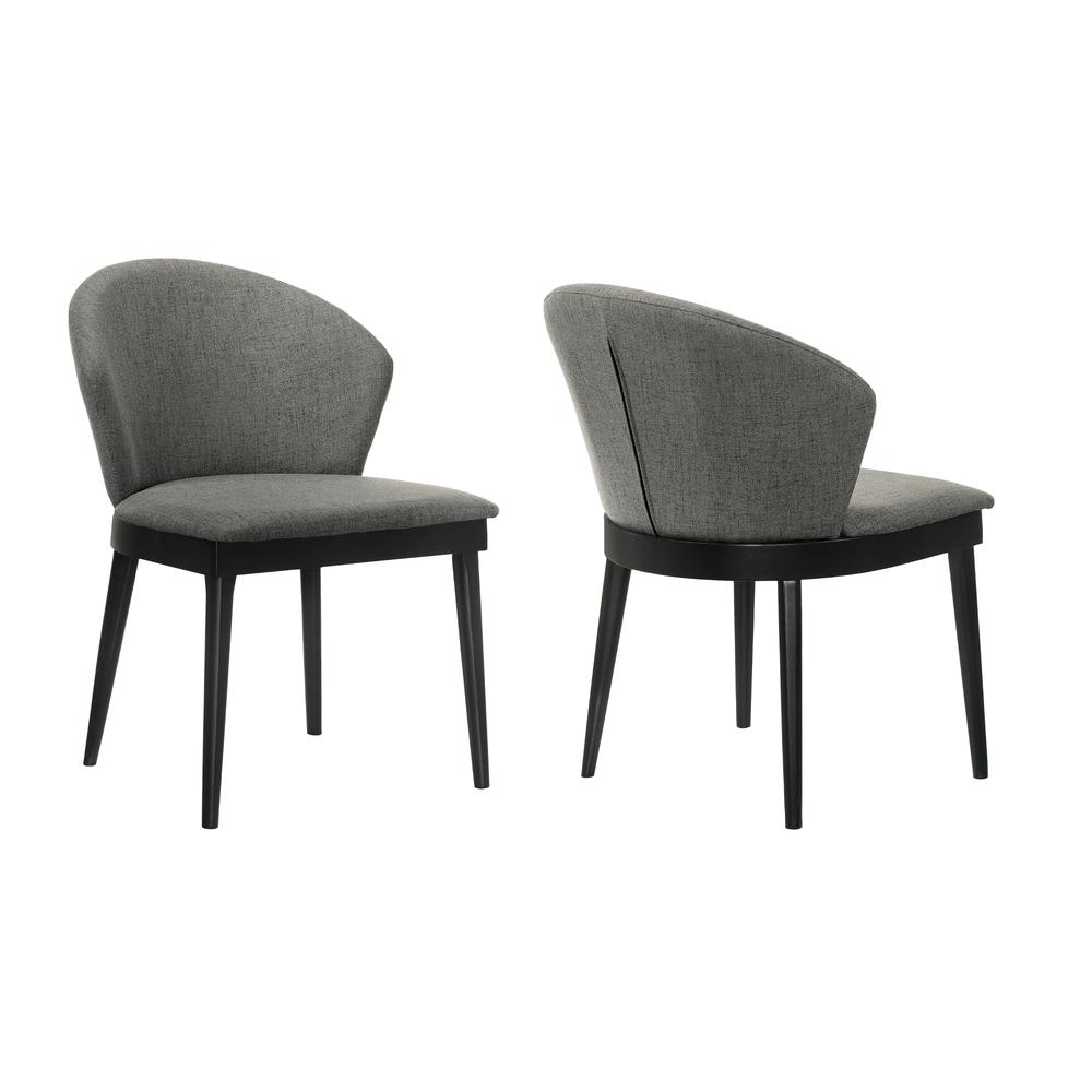 Juno Charcoal Fabric and Black Wood Dining Side Chairs - Set of 2. Picture 1