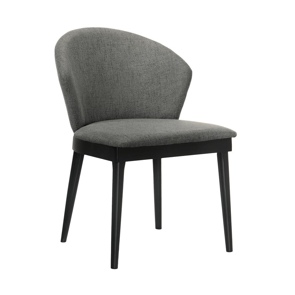 Juno Charcoal Fabric and Black Wood Dining Side Chairs - Set of 2. Picture 2