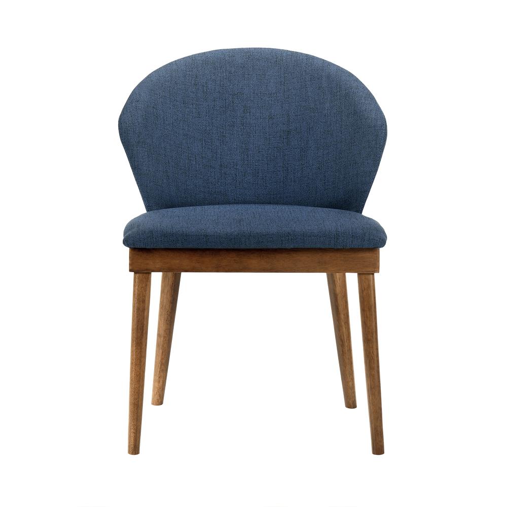 Juno Blue Fabric and Walnut Wood Dining Side Chairs - Set of 2. Picture 3