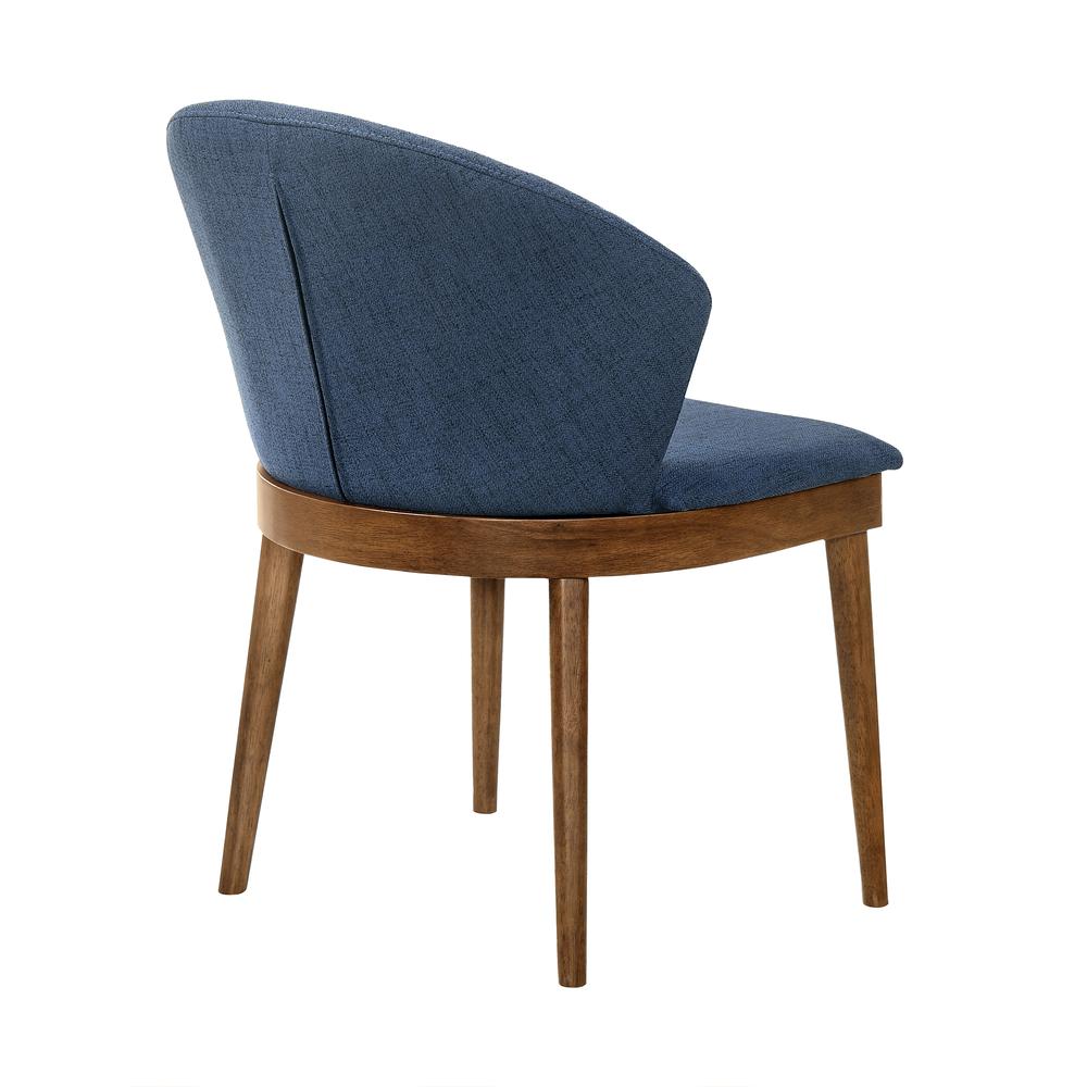 Juno Blue Fabric and Walnut Wood Dining Side Chairs - Set of 2. Picture 4