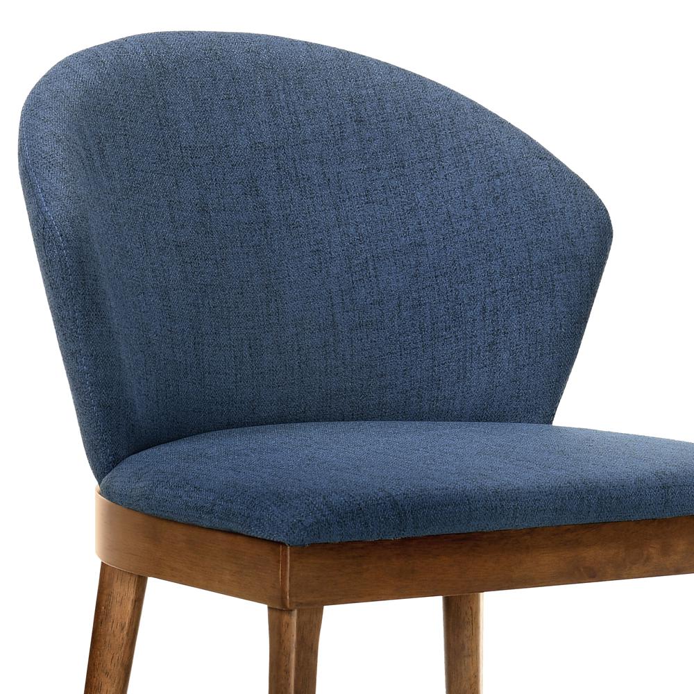 Juno Blue Fabric and Walnut Wood Dining Side Chairs - Set of 2. Picture 5