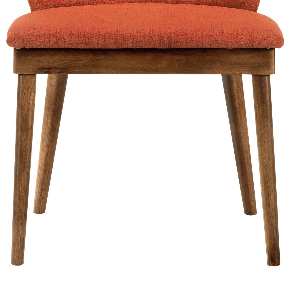 Juno Orange Fabric and Walnut Wood Dining Side Chairs - Set of 2. Picture 7