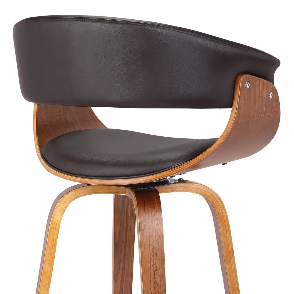 Mid-Century Swivel Bar Stool with Adjustable Height and Walnut Finish. Picture 5