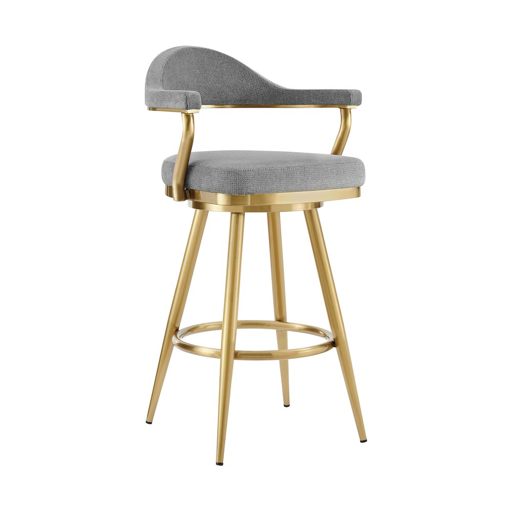 Justin 26" Swivel Counter Stool with Gold Brushed Stainless Steel. Picture 1