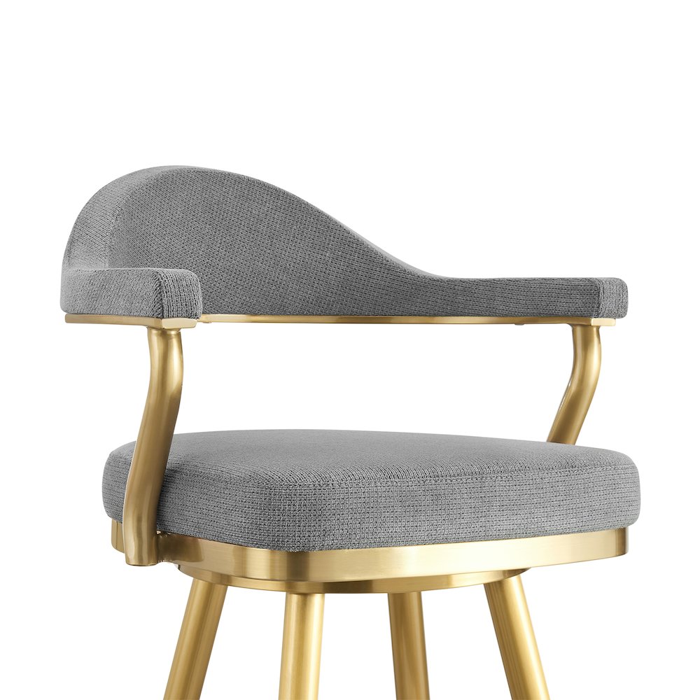 Justin 26" Swivel Counter Stool with Gold Brushed Stainless Steel. Picture 4