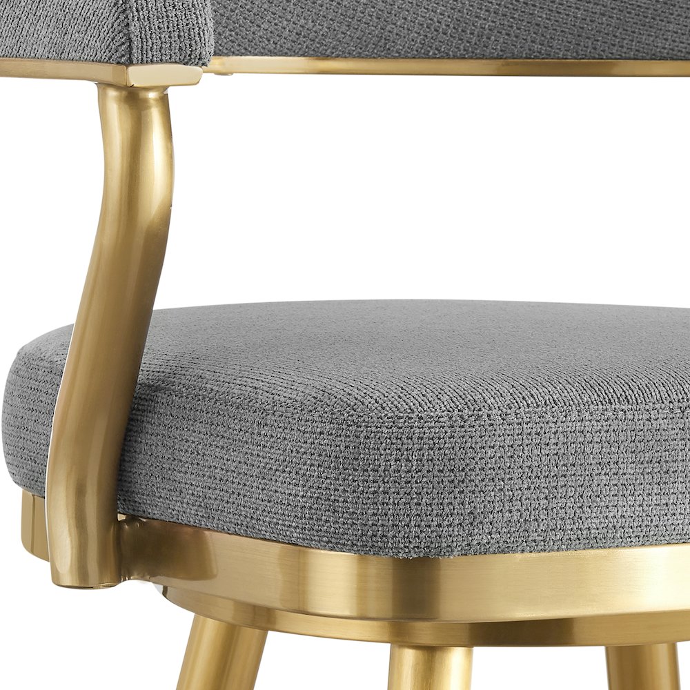 Justin 26" Swivel Counter Stool with Gold Brushed Stainless Steel. Picture 6